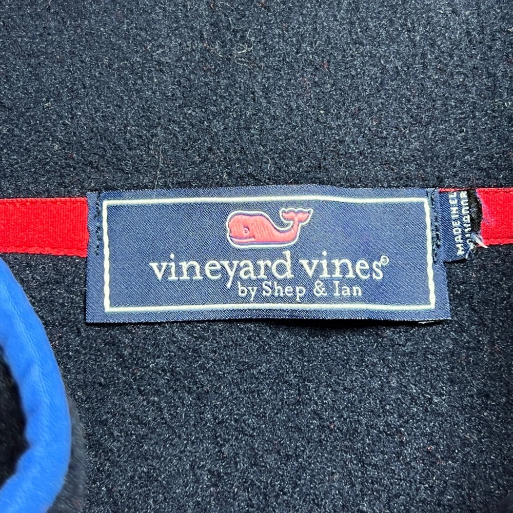 Vineyard Vines Mens Fleece Quarter Zip Pullover Red Blue Color Block - Picture 2 of 9